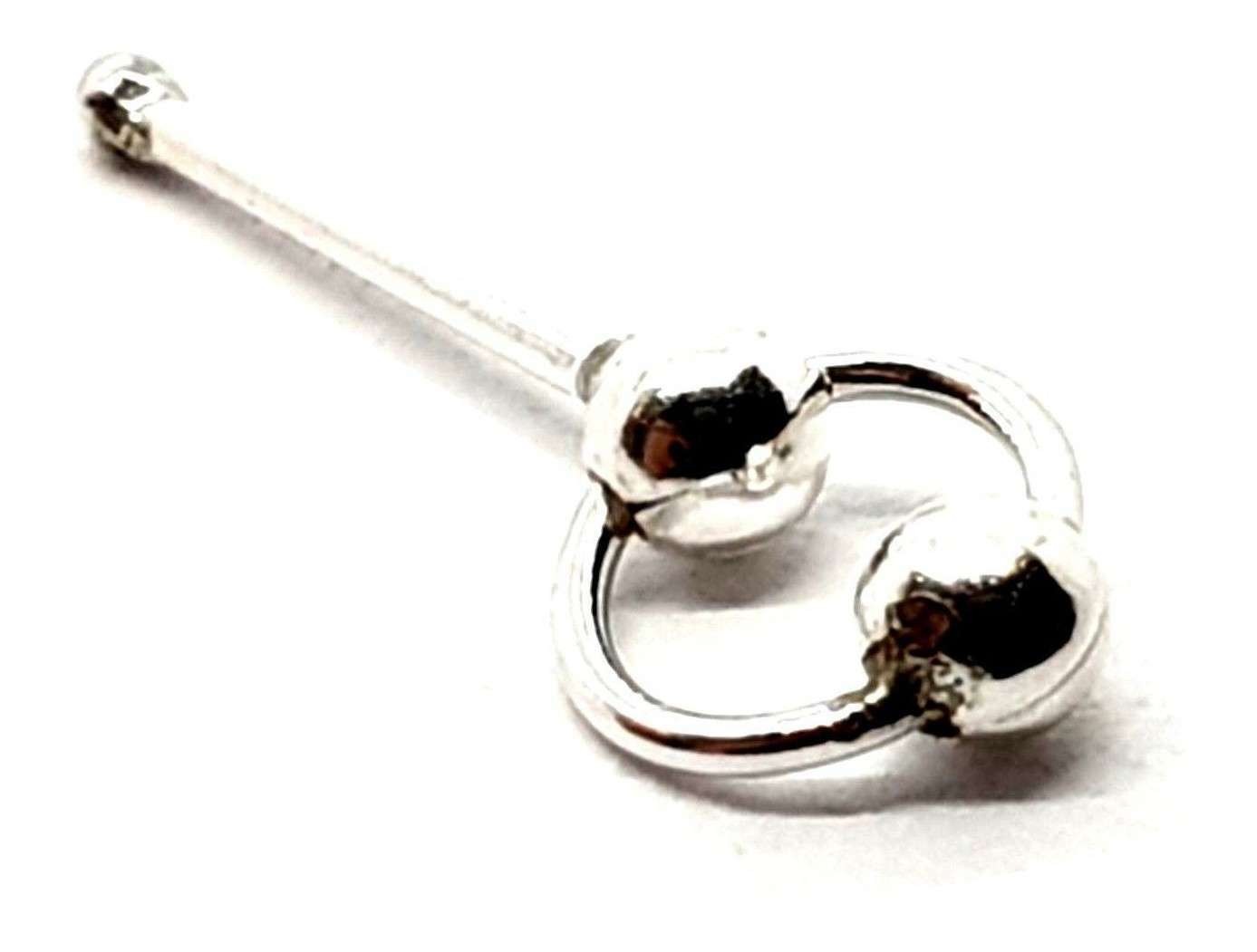 Double Ball Nose Stud Ring 925 Sterling Silver Ball Stay Piercing Body Jewellery