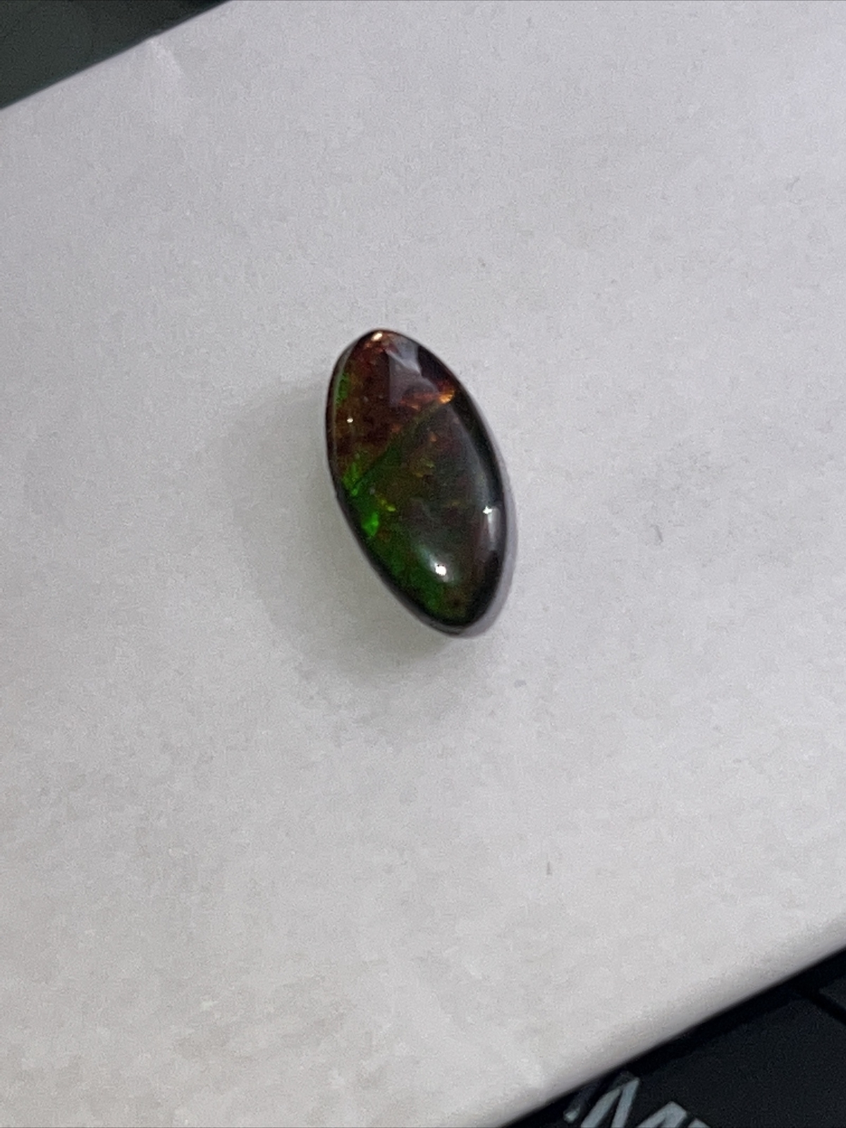 Clearance Estate JTV Ammolite Ammonite Triplet 12 X 6 mm Green Orange Yellow Fl