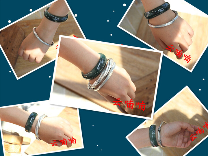 National wind literary retro folk Chinese handmade Miao silver bracelet 1piece