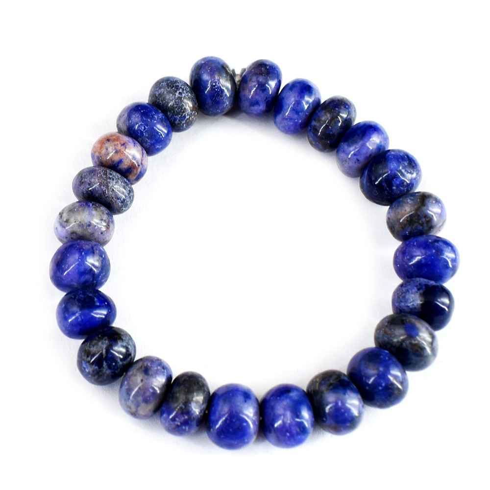 Round Shape Blue Sodalite 195.00 Cts Beaded Stretchable Bracelet VK 45 E746