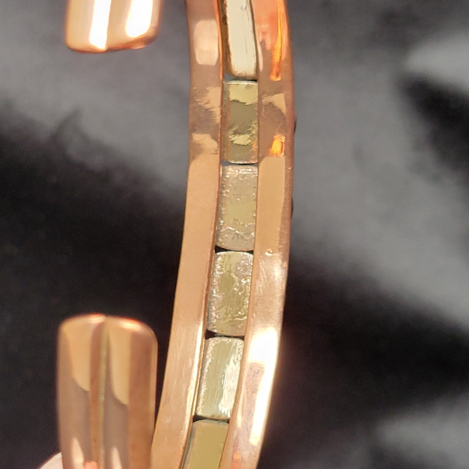Turquoise Circles Copper Cuff Size 7.5+ Artisan-Made Wow Color! Unique Design