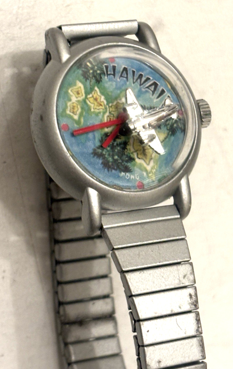 Out of Time HAWAII Map AIRPLANE UNDER DOME Watch – Bubble Dome – Hand Wind