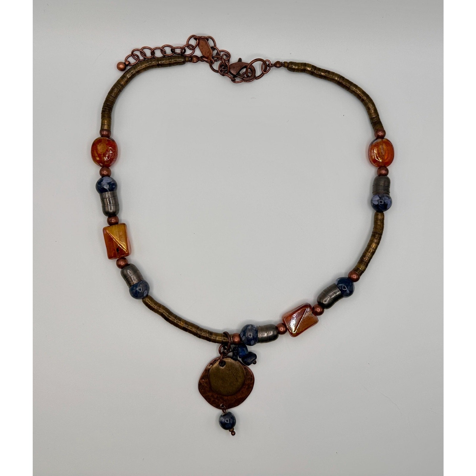 Artisan Made Necklace | Copper Stone Glass Handcrafted Statement