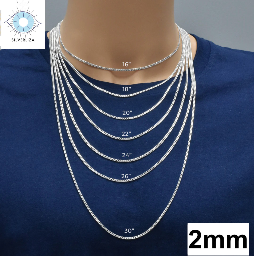 Real 925 Sterling Silver Men/women Curb Cuban chain Bracelet or Necklace Italy