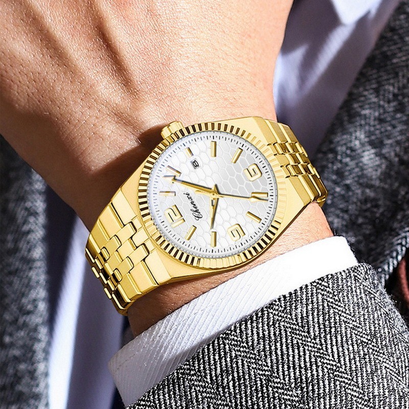 CHENXI Men’s Gold Luminous Calendar Casual Business Automatic Mechanical Watch