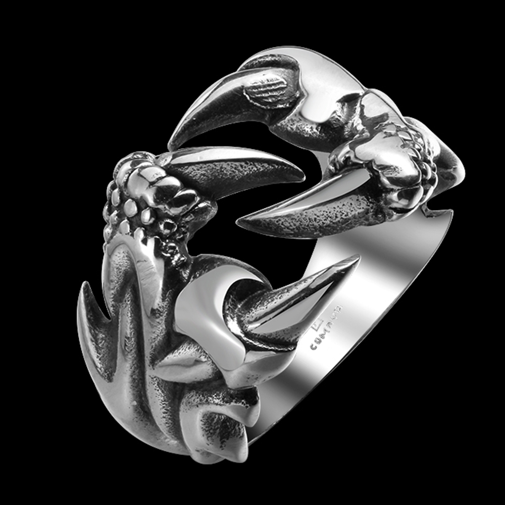 Stainless Steel Antique Gothic Biker Tribal Ring Black Men’s Unisex Claws B189
