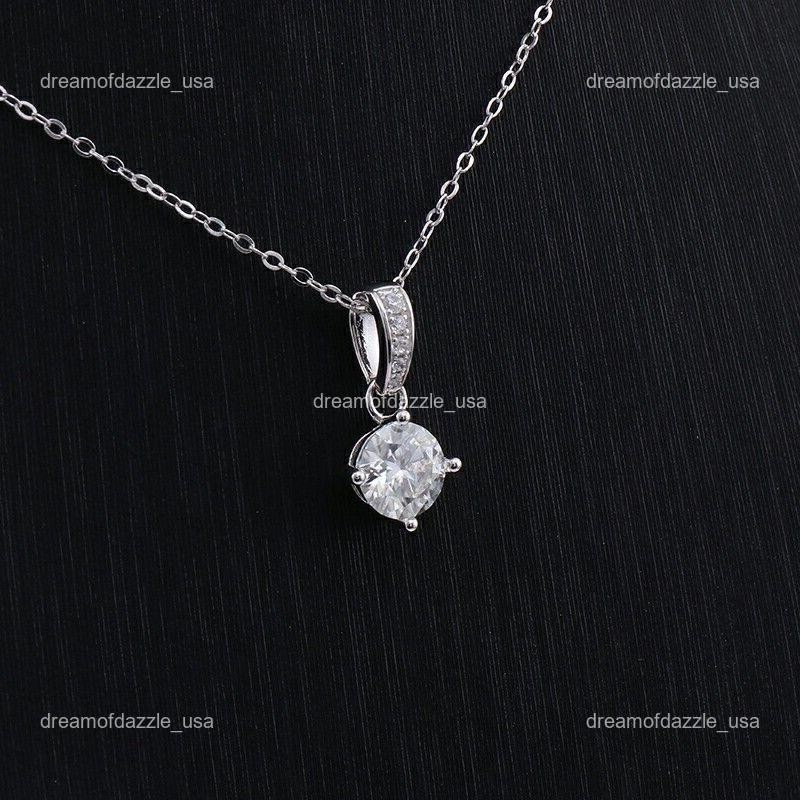 Mothers day Sale 14K White Gold Brilliant Cut Diamond New Chain Necklace Jewelry