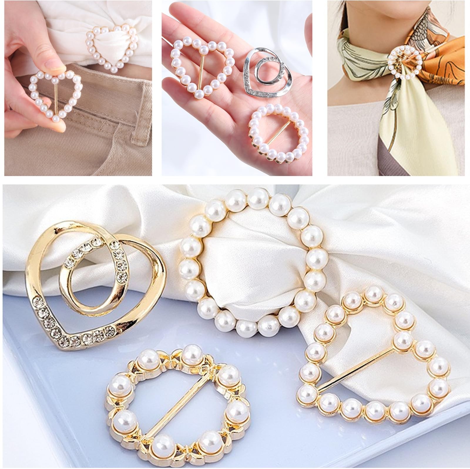76 Pieces Pearl Brooch Pins Set, Scarf Ring Clips and Sweater Shawl Safety Pi…