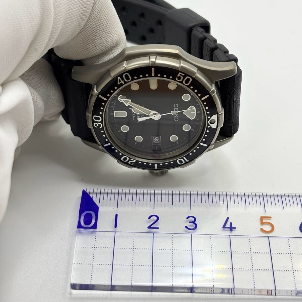 Working SEIKO Titanium SCUBA 7N35 6110 Men’s Wristwatch qz Diver’s Watch