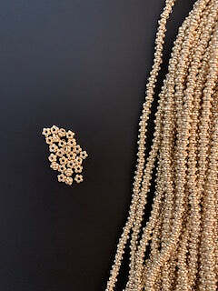 1 Strand of Decorative Gold Spacer ,Gold Finish and Silver Plated Bead, E-coated