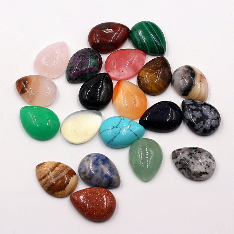 30pcs/lot Assorted Natural stone teardrop CABOCHON Stone Beads No Holes 15x20mm