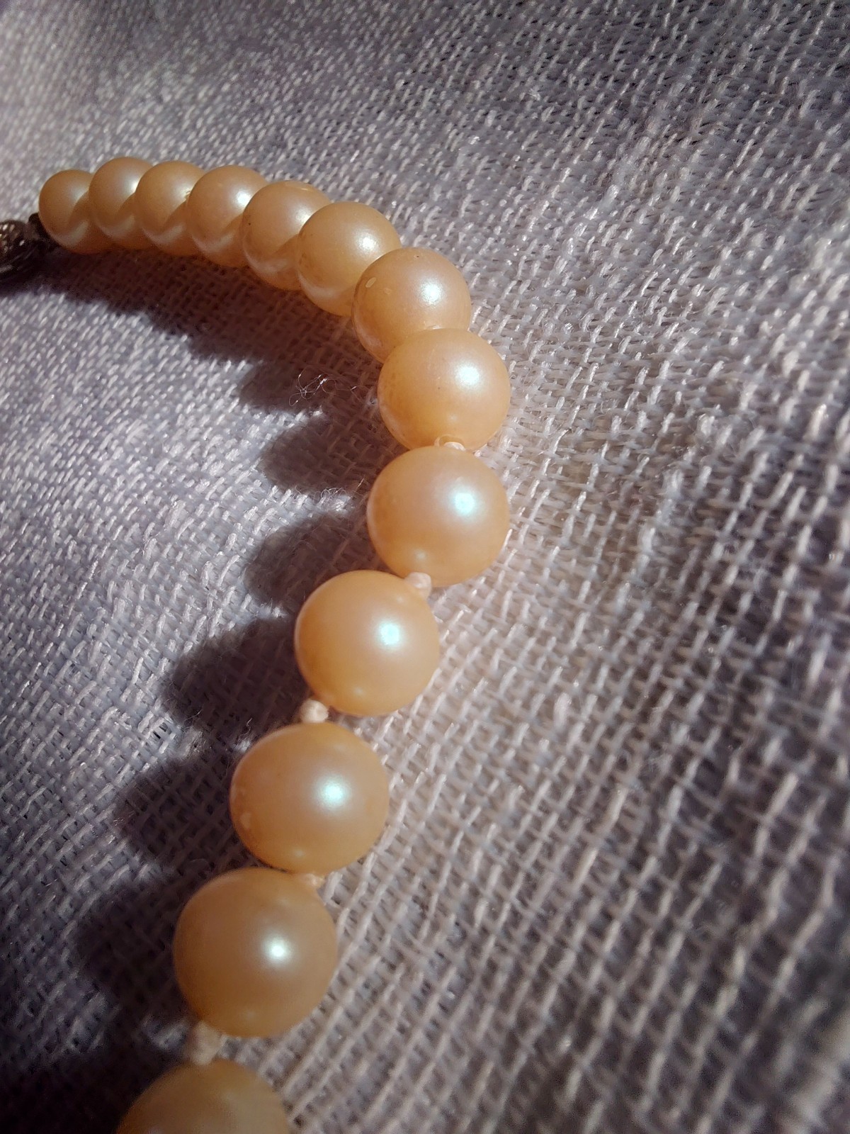 Vtg 40s Hand-Knotted Japanese Glass Faux Pearl Necklace Sterling Silver Clasp