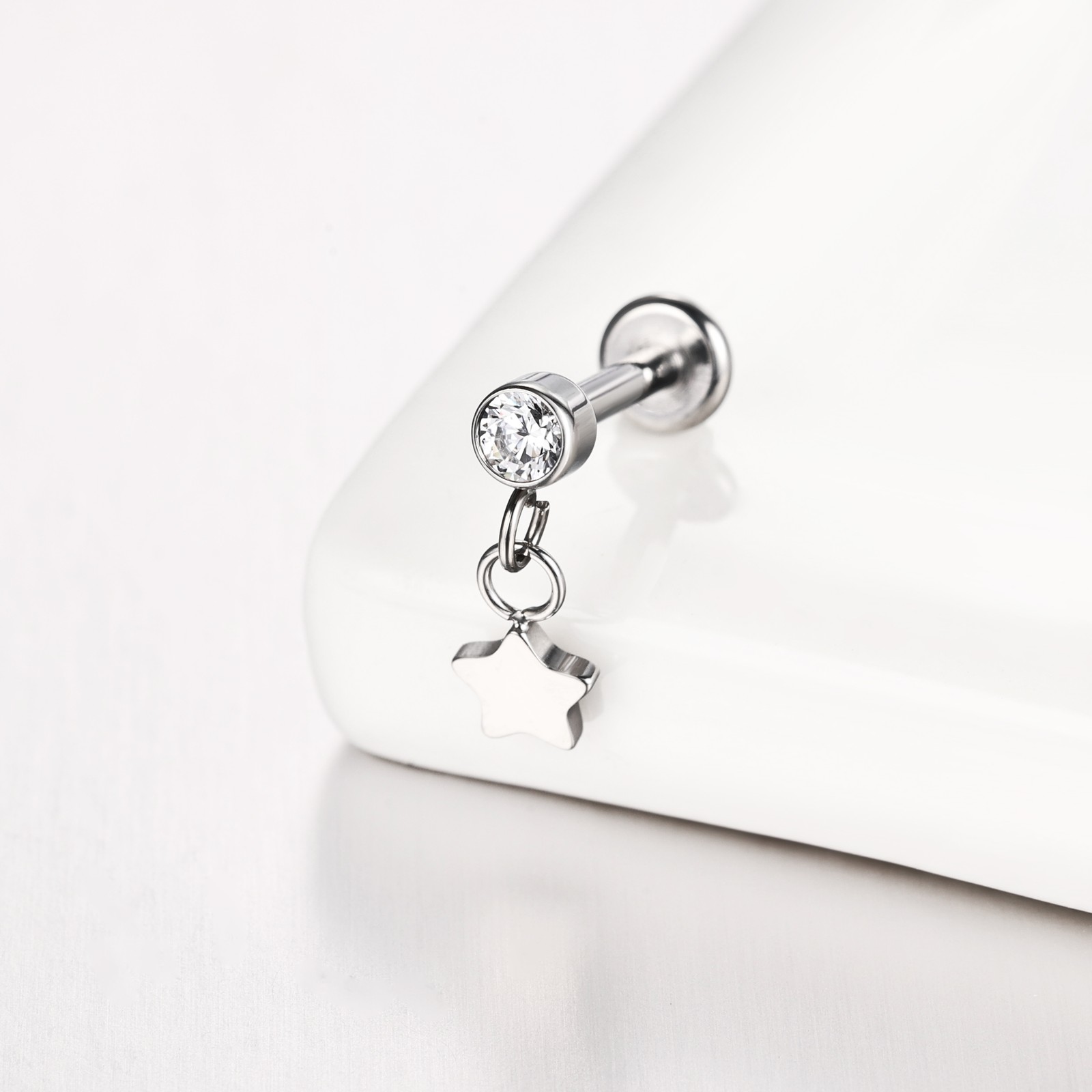 16g G23 Titanium Steel Dangle Labret Lip Stud Tragus Helix Piercing Jewelry
