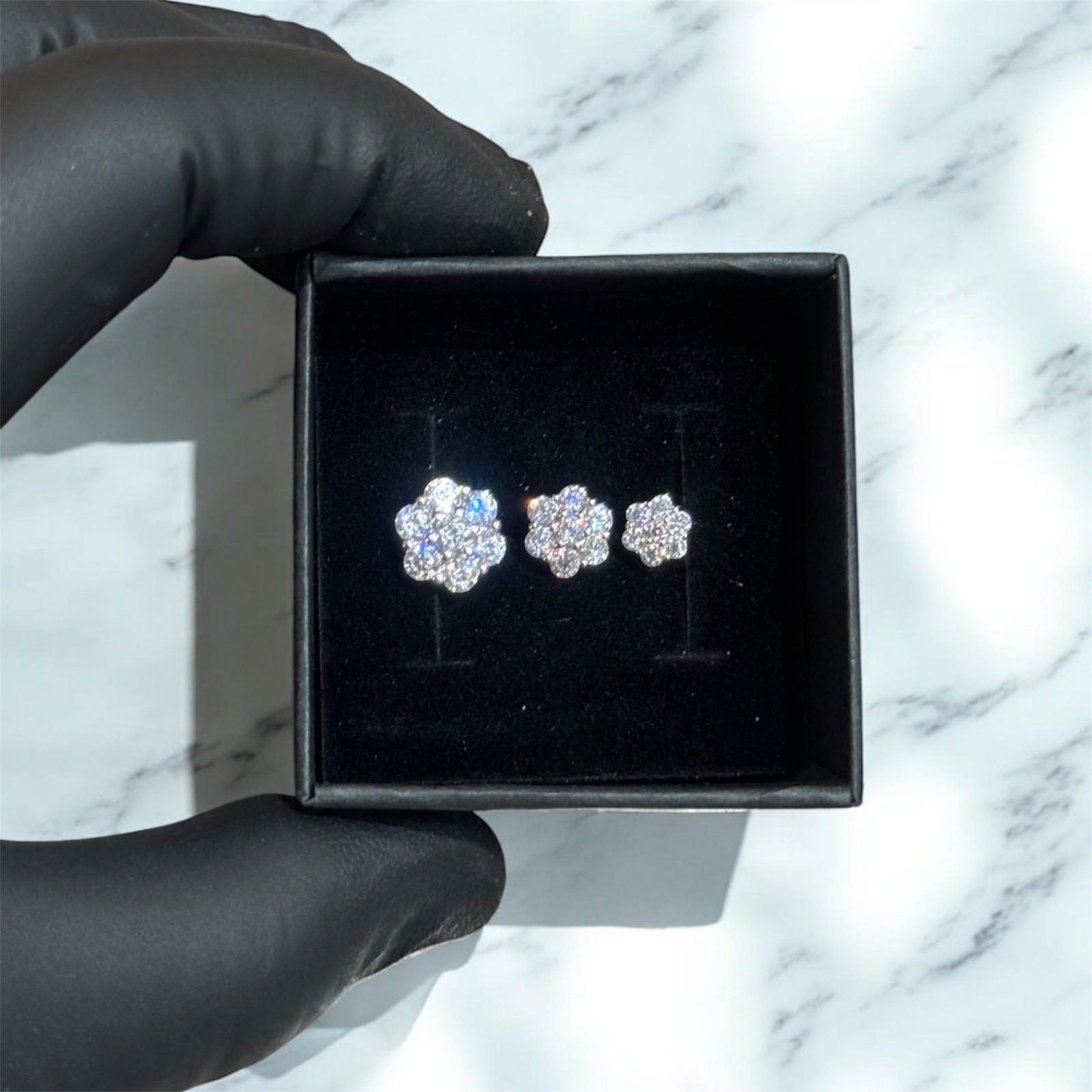 VVS1 Moissanite Cluster Flower Earrings 925 Silver Earrings For Men Women GRA