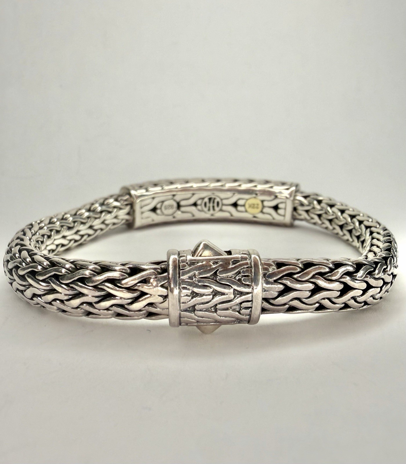 John Hardy Sterling 22k Gold Hammered Palu Collection Bracelet 6.5″