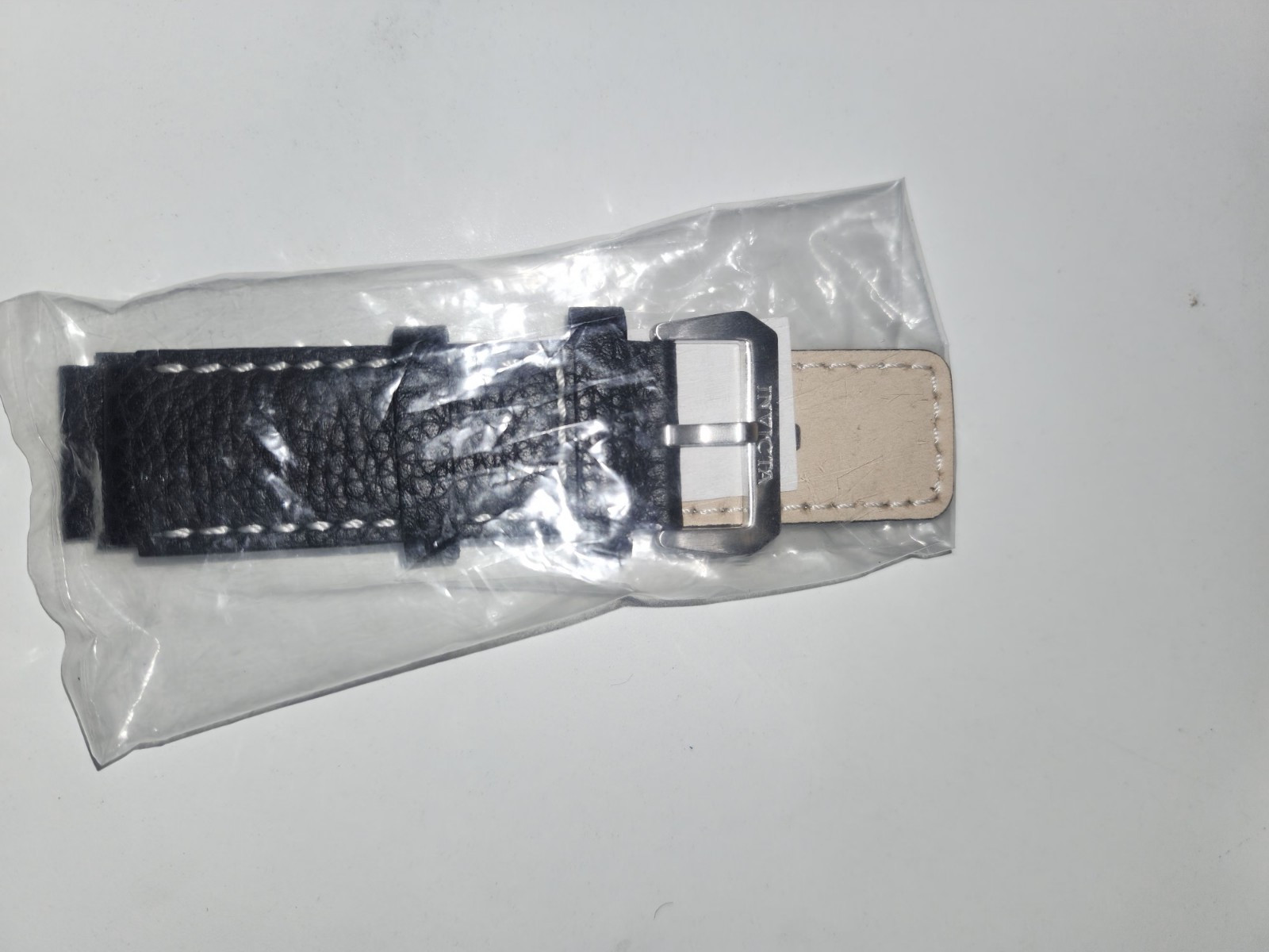 Authentic Invicta Corduba 6605 Black Leather/White Stitching 22mm Watch Band
