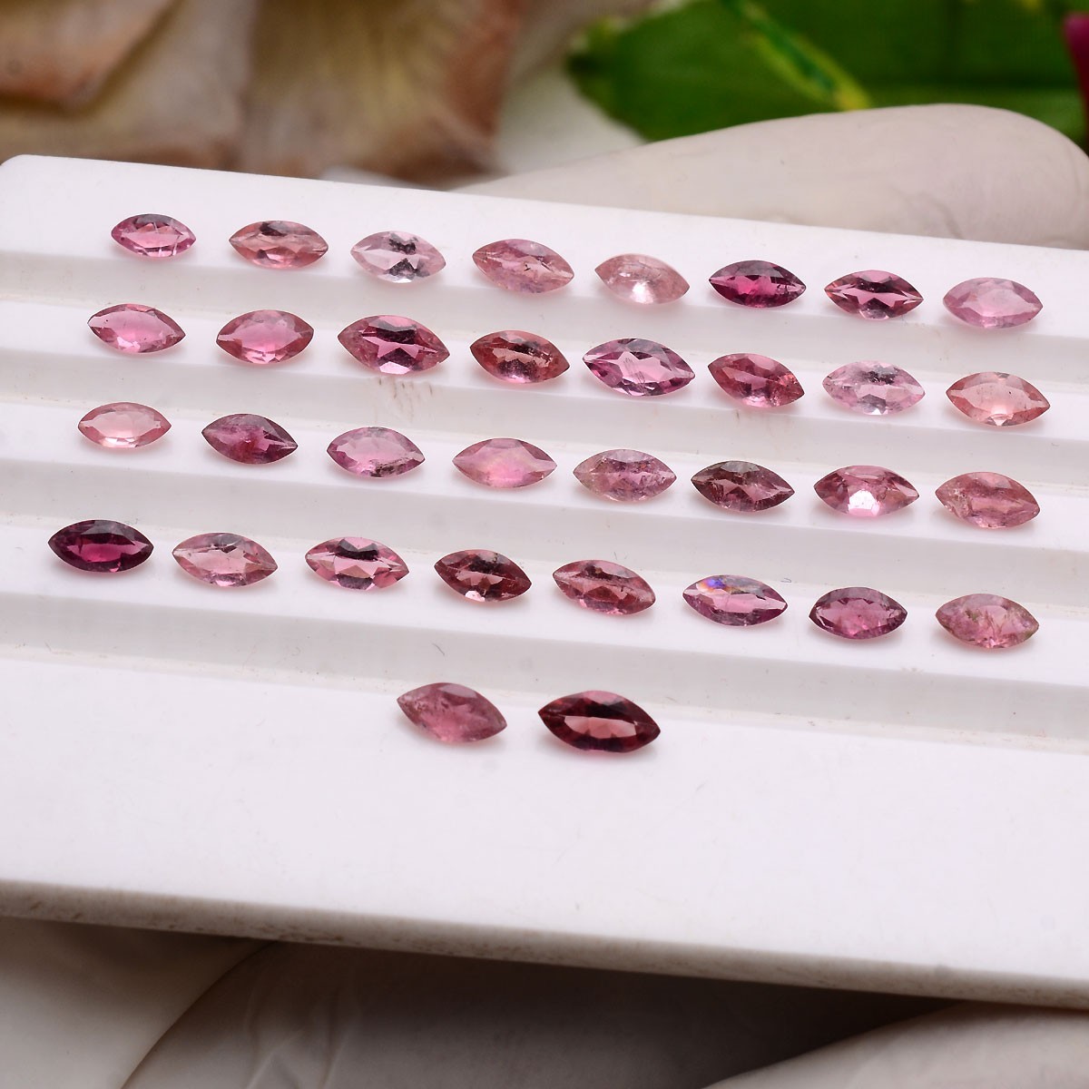 Set 33 Pcs Natural Pink Tourmaline 5mm-6mm Marquise Cut Untreated Gemstones Lot