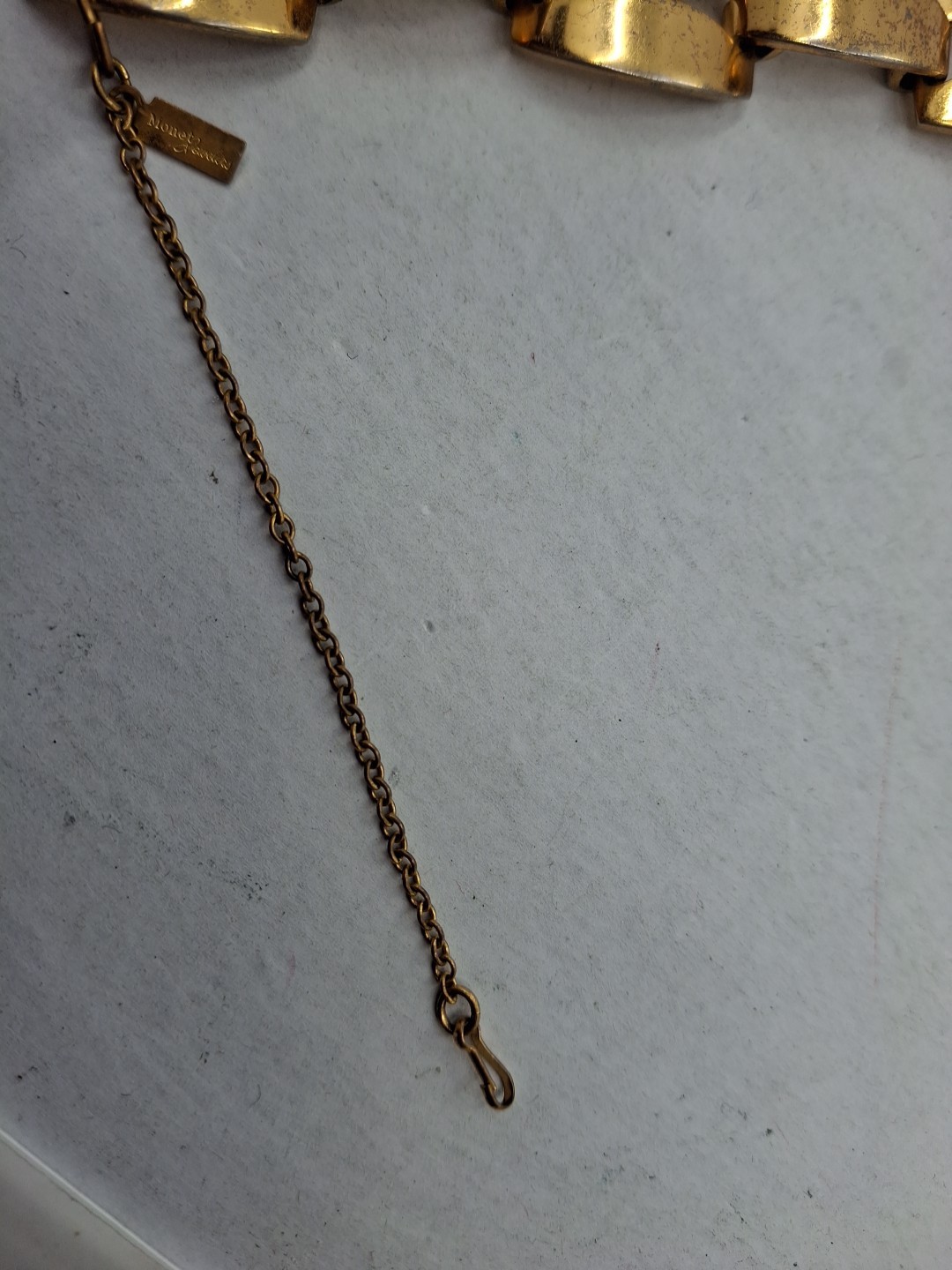 Vintage Monet Jewelers Gold Plated Chunky Double Link Bracelet With Safety Chain