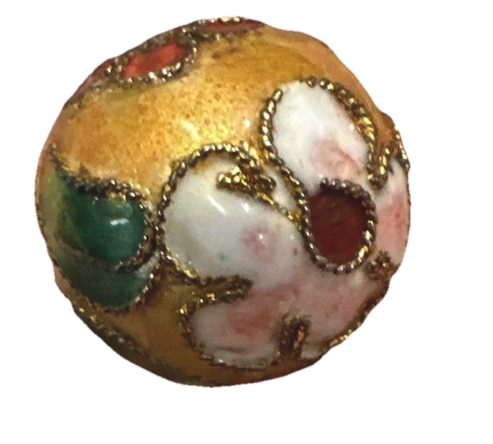 VTG Enamel Cloisonne Bead Lot Of 4 20mm & 10mm Approx. Floral Colorful Beads SEE