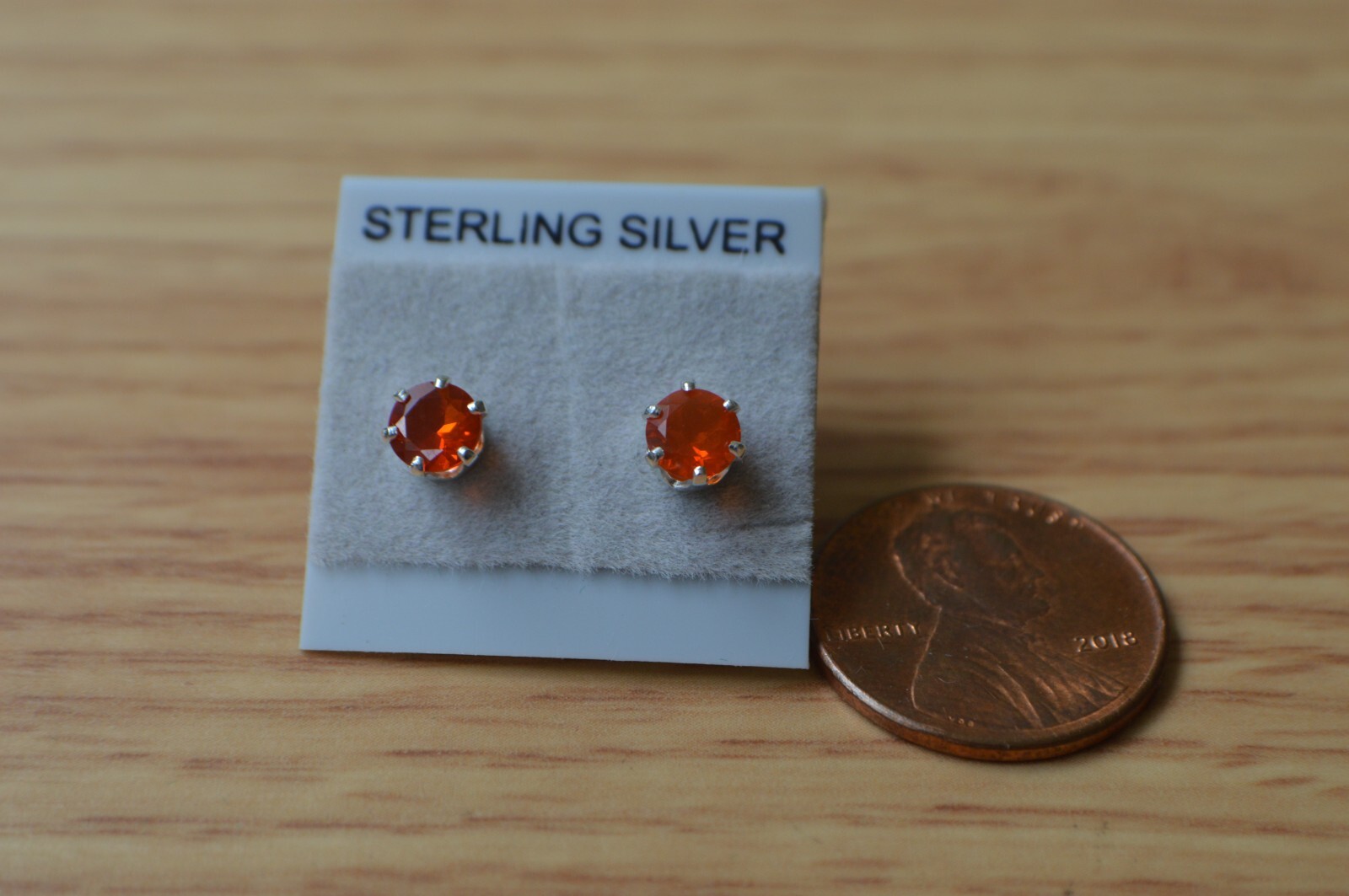 0.57ct Crimson Fire Opal Solitaire Sterling Silver Earrings 4.5mm