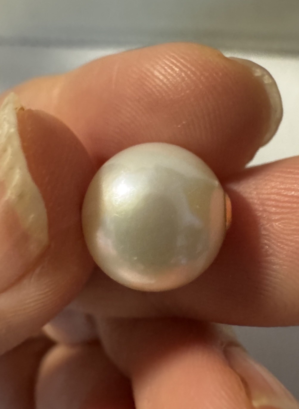 white freshwater pearl round 10.8mm lulutong 18k gold Pendant 925 Necklace NIB
