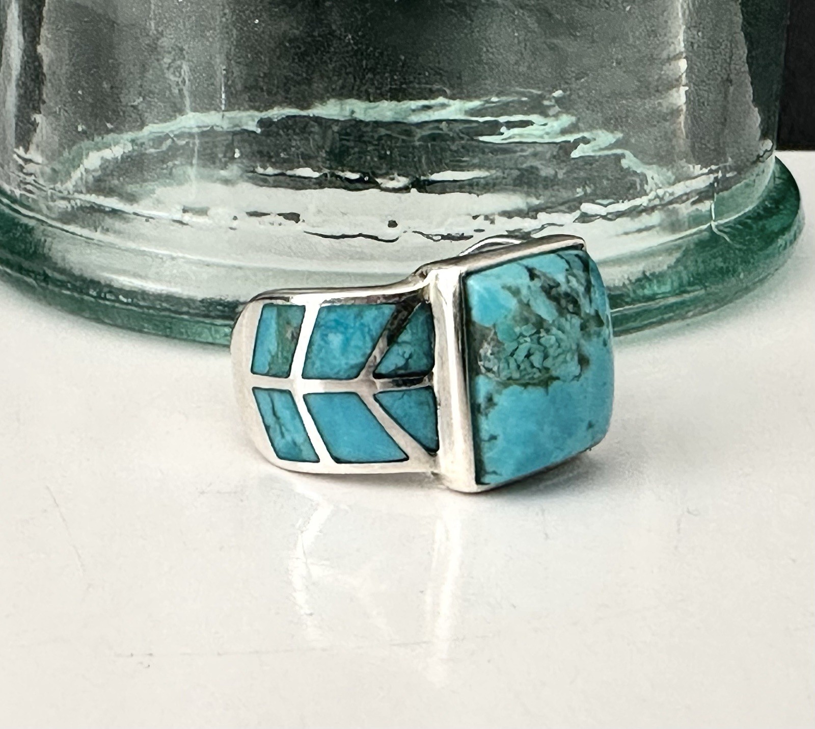 Southwest STYLE Turquoise Ring Sterling Silver 925 Signed Designer