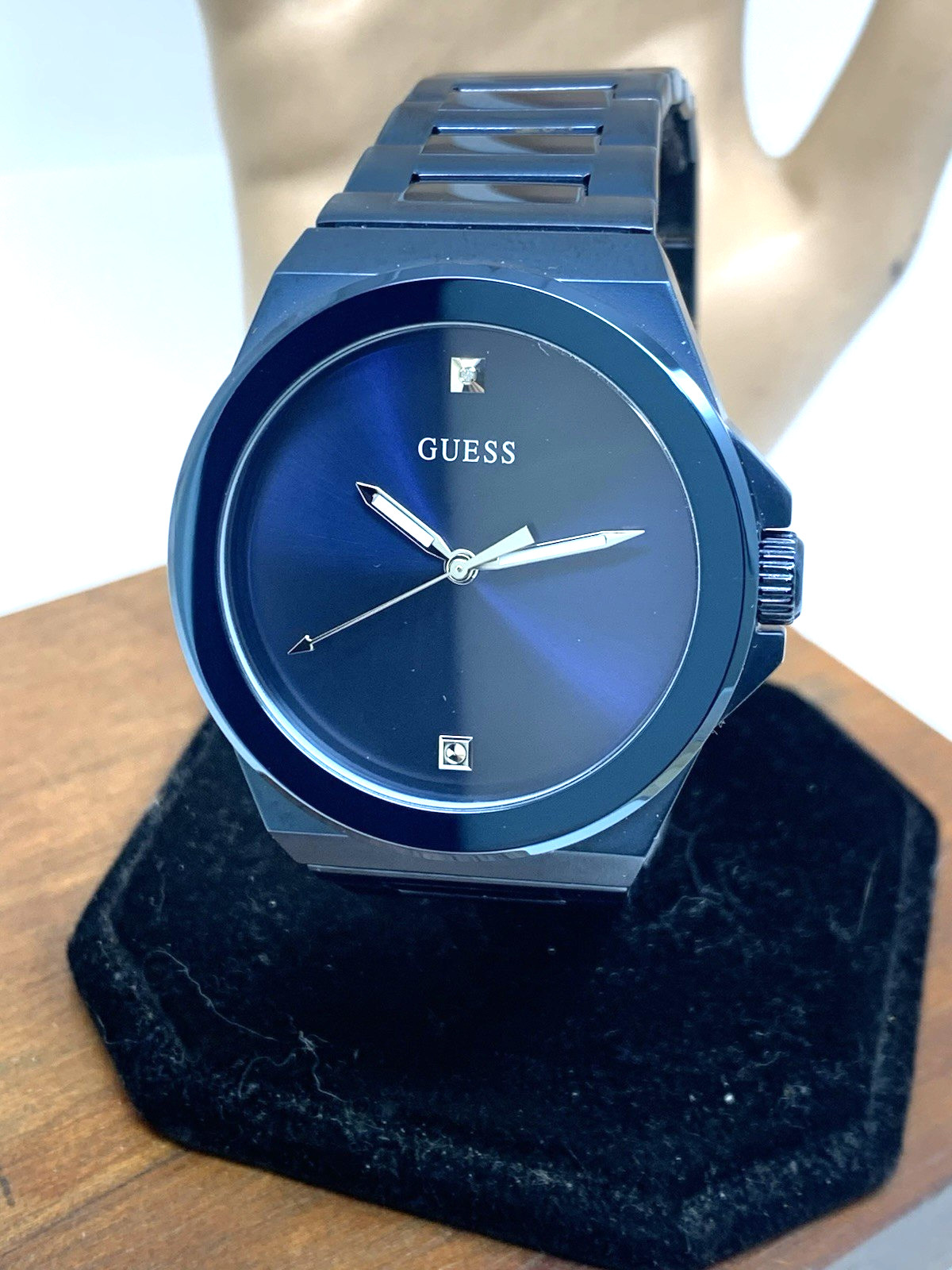 Guess Men’s Watch GW0833G1 Quartz Blue Dial Diamond Accent Stainless Steel 44mm
