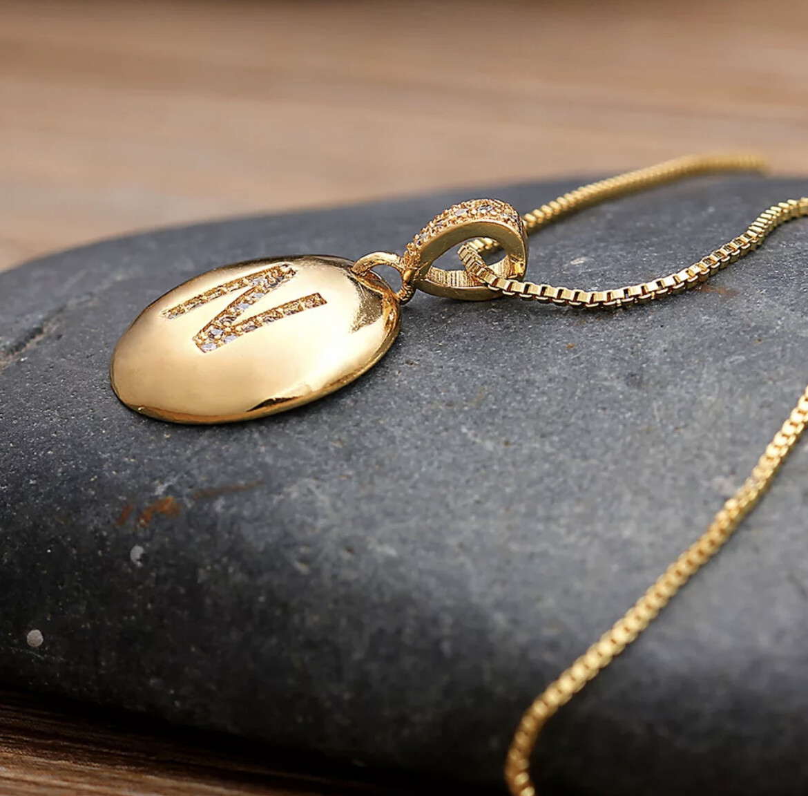 Women’s Fashion Jewelry Gold CZ Letter Initial Pendant Necklace 1-74