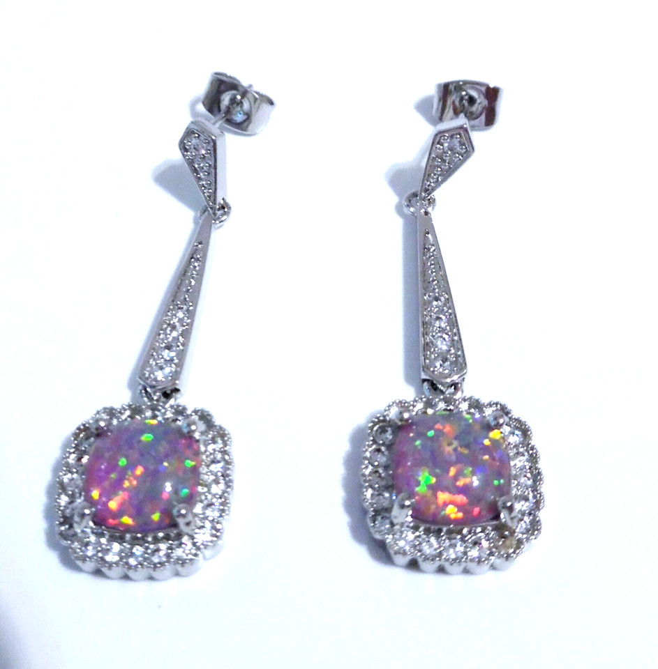 (SE 19) GORGEOUS LAVANDER FIRE OPALCZ STUD EARRINGS
