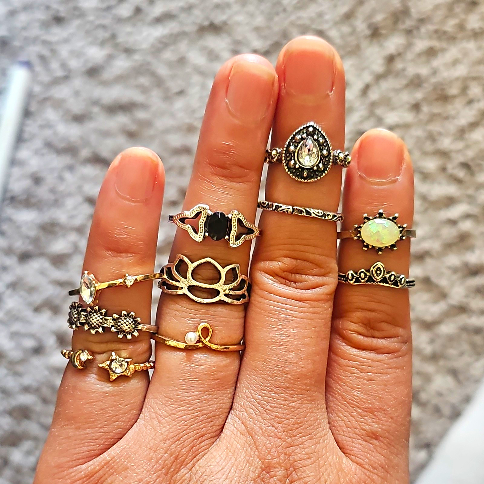 Mixed Metal Gold & Silver Stackable Band Rings Lot 10 Set C Size 6/7/8