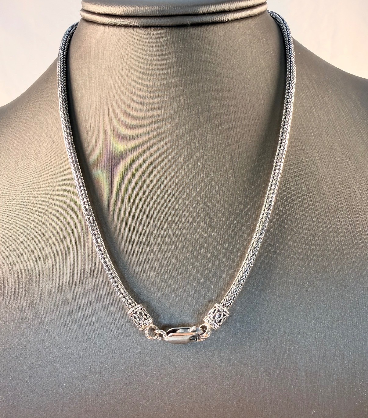 Sterling Silver 925 Tulang Naga Weave Necklace Chain Braided Design 18″ – 22g