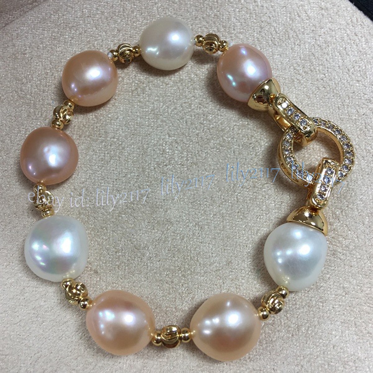 Elegant Natural White Pink Purple Baroque Freshwater Pearl Beads Bracelet 7.5 in