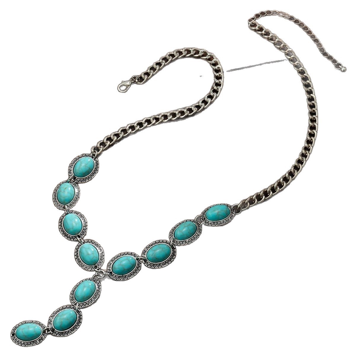 Valentines Sale Tibetan Turquoise Stone Chain Wife Electroformed Necklace Copper
