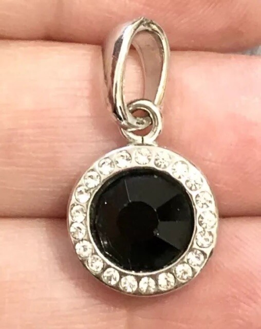 Elo7 18k Gold Plated Crystal Halo Black Zircon Filigree Back Caged Puff Pendant
