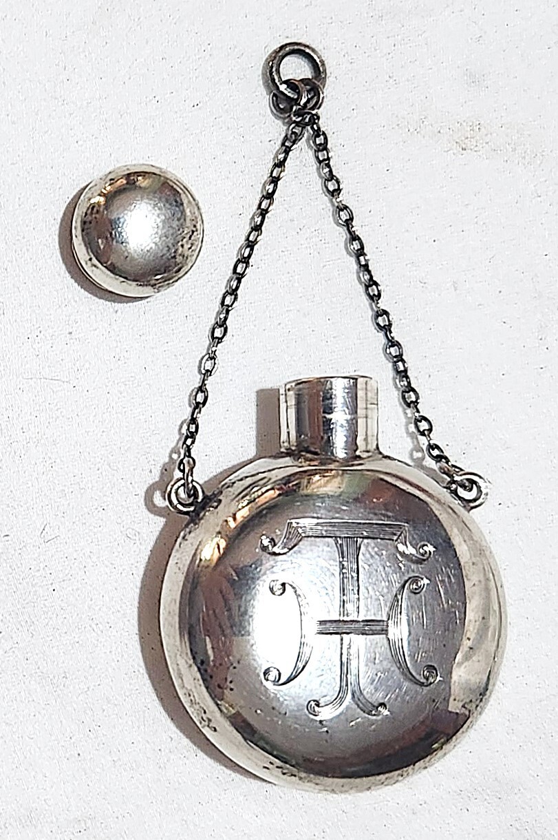 Theodore Foster & Bro F & B Sterling Silver Chatelaine Perfume Flask Pendant