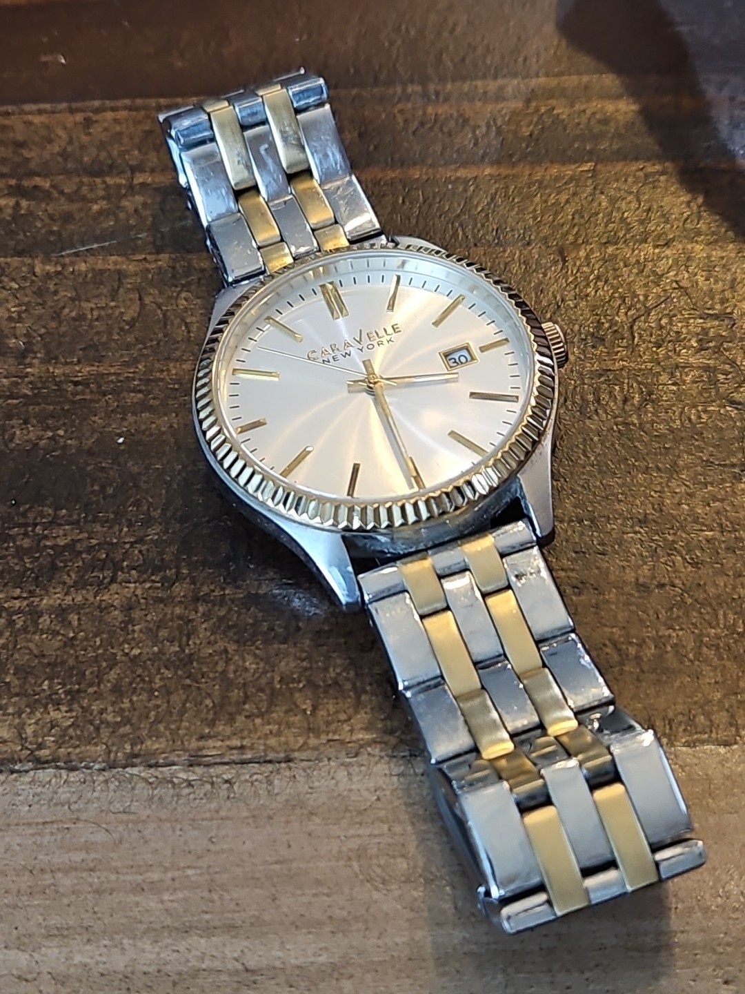 Caravelle New York by Bulova Men’s Watch 45B129 Two-Tone Silver Dial Date 41mm