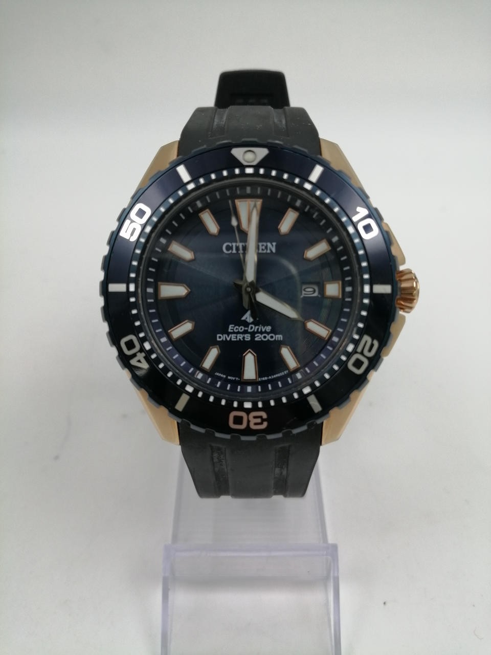 Citizen Eco-Drive Diver Crystal E168-003FR08 Solar Water Resistant Blue Gold Wat