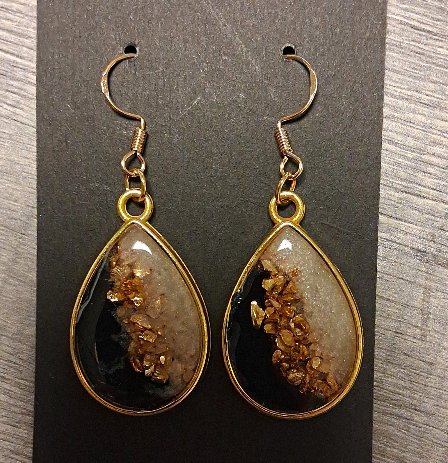 18k Gold Plated Tear Drop Resin Earrings