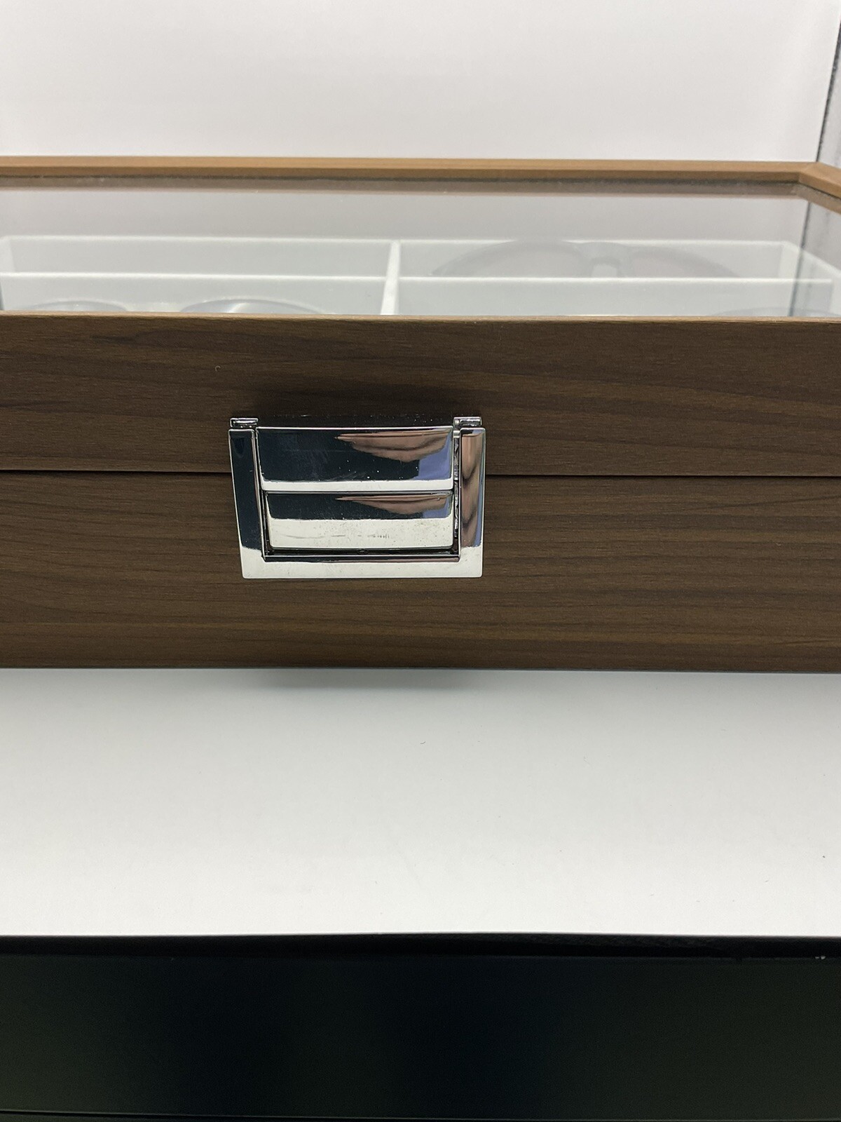 Wooden Sunglasses Organizer Storage, Glasses Tray Display Wooden 8-Slot Box