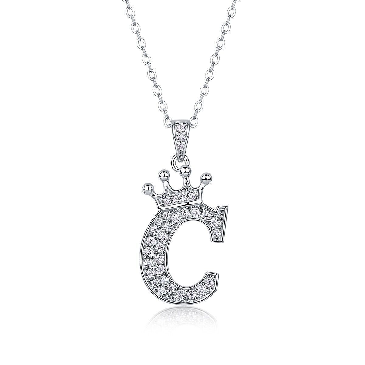 D Color Moissanite 26 Letter Pendant Necklace 925 Sterling Silver Pass Tester