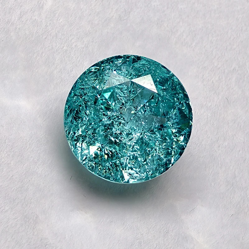 AGL Lab Grown Paraiba Round Cracked Ice Cut Tourmaline Gemstones for DIY Jewelry