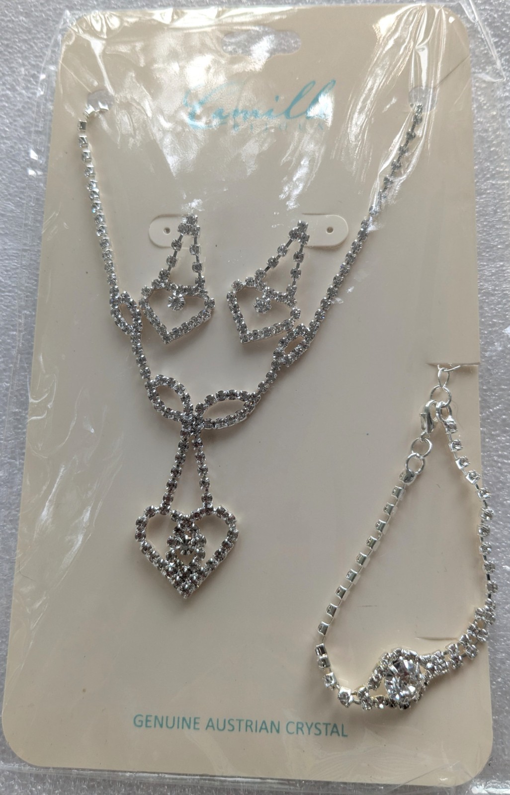 Camille Bijoux Genuine Austrian Crystal Heart Necklace, Bracelet & Earrings B22