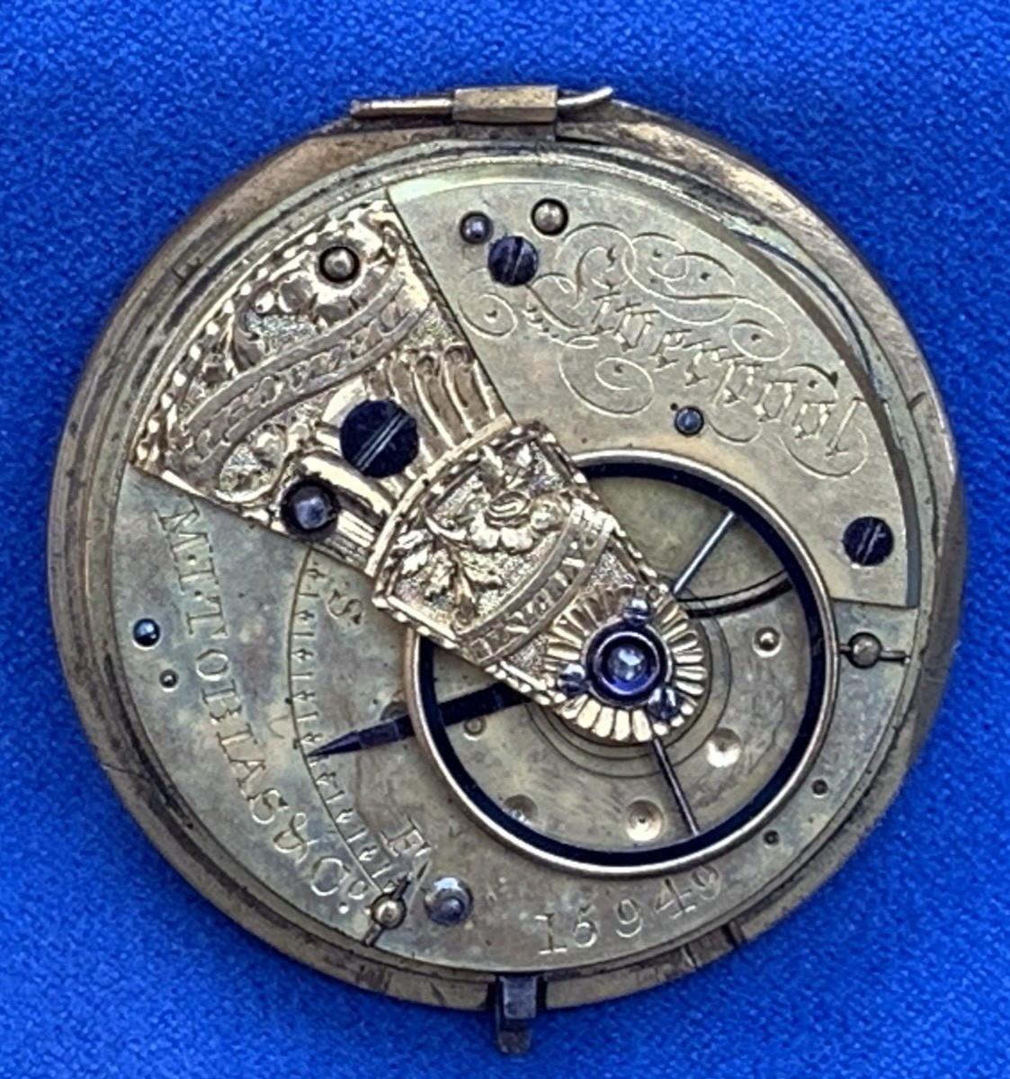 M.I. Tobias & Co Liverpool England Key Wind Fusee Pocket Watch Movement 44mm