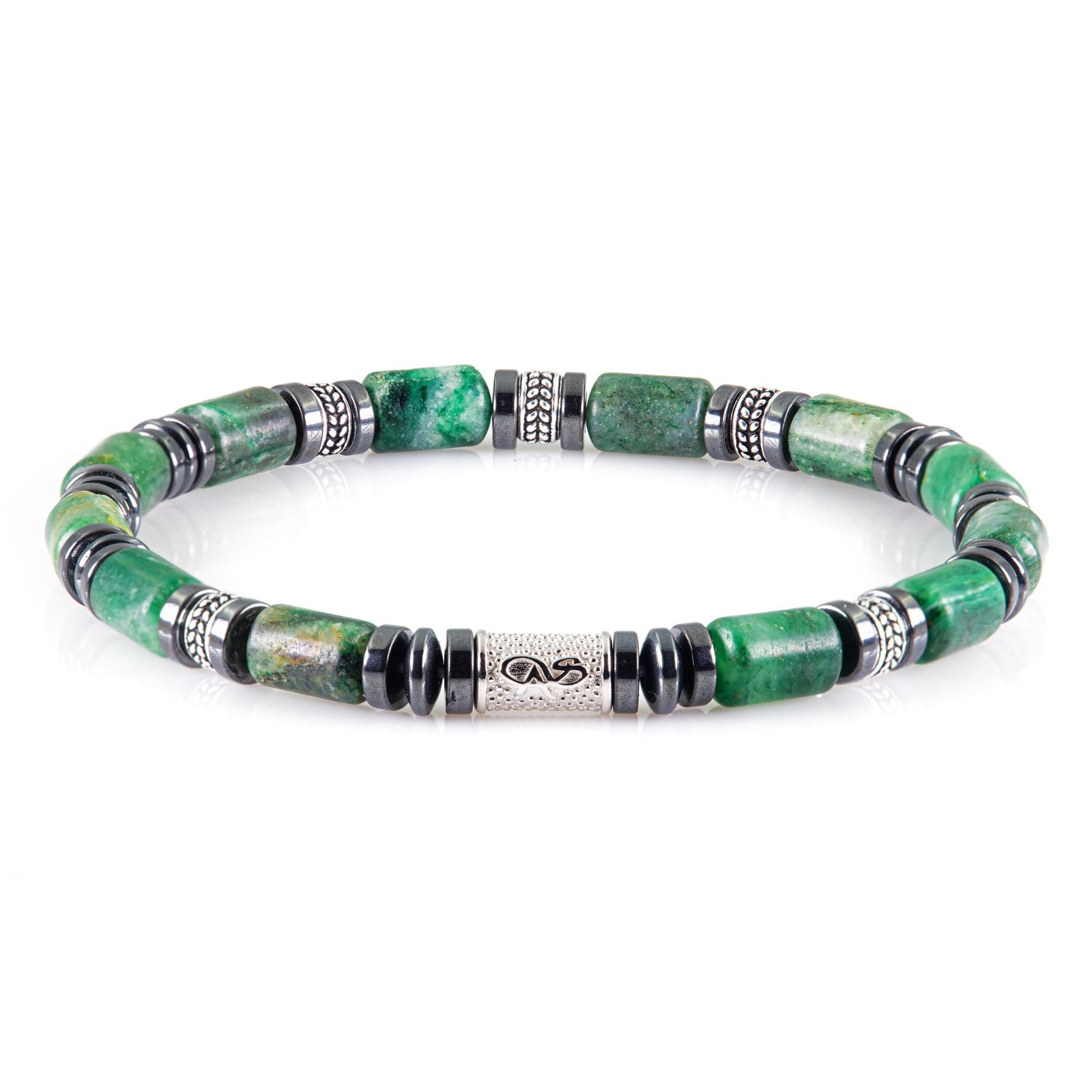 Pearl Bracelet African Green Jade Beads 6mm 925 Sterling Silver Women Men