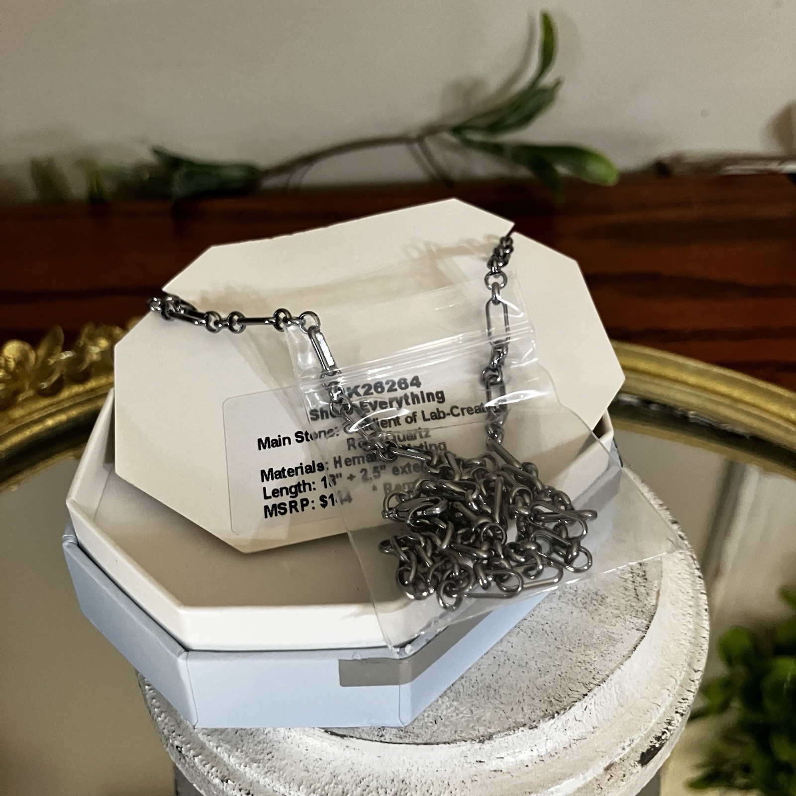 Bomb Party Necklace “She’s Everything” Gradient Rose Quartz on Hematite NK26264