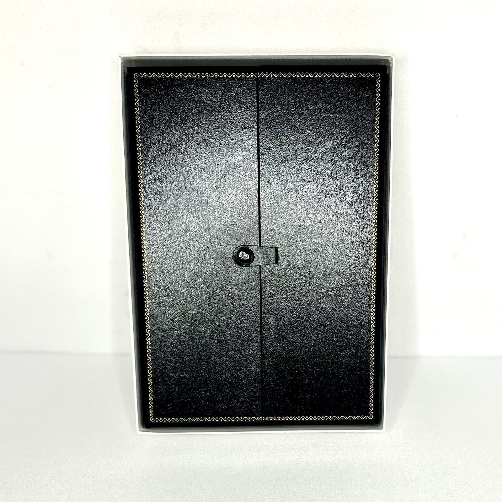 Leatherette Necklace Gift Box Black 2 Door 7.75 X 5.5 in Gold Trim