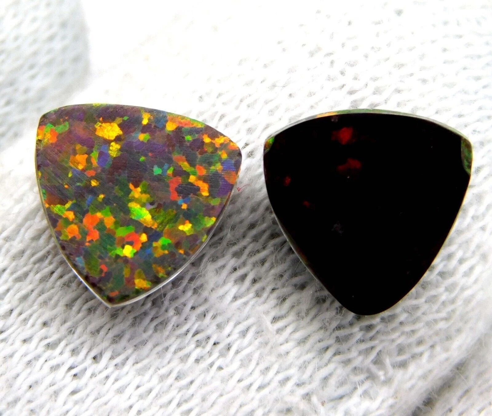 Ethiopian Fire Doublet Opal Trillion 4-6 Ct Pair Natural Certified Gemstone