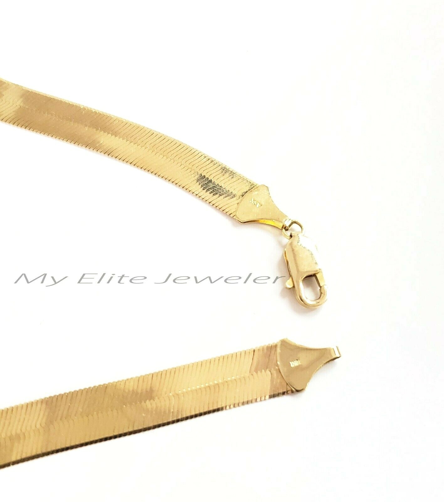 Ladies Men 10K Yellow Gold Herring Bone Chain 20 Inch 10mm Lobster Lock Real