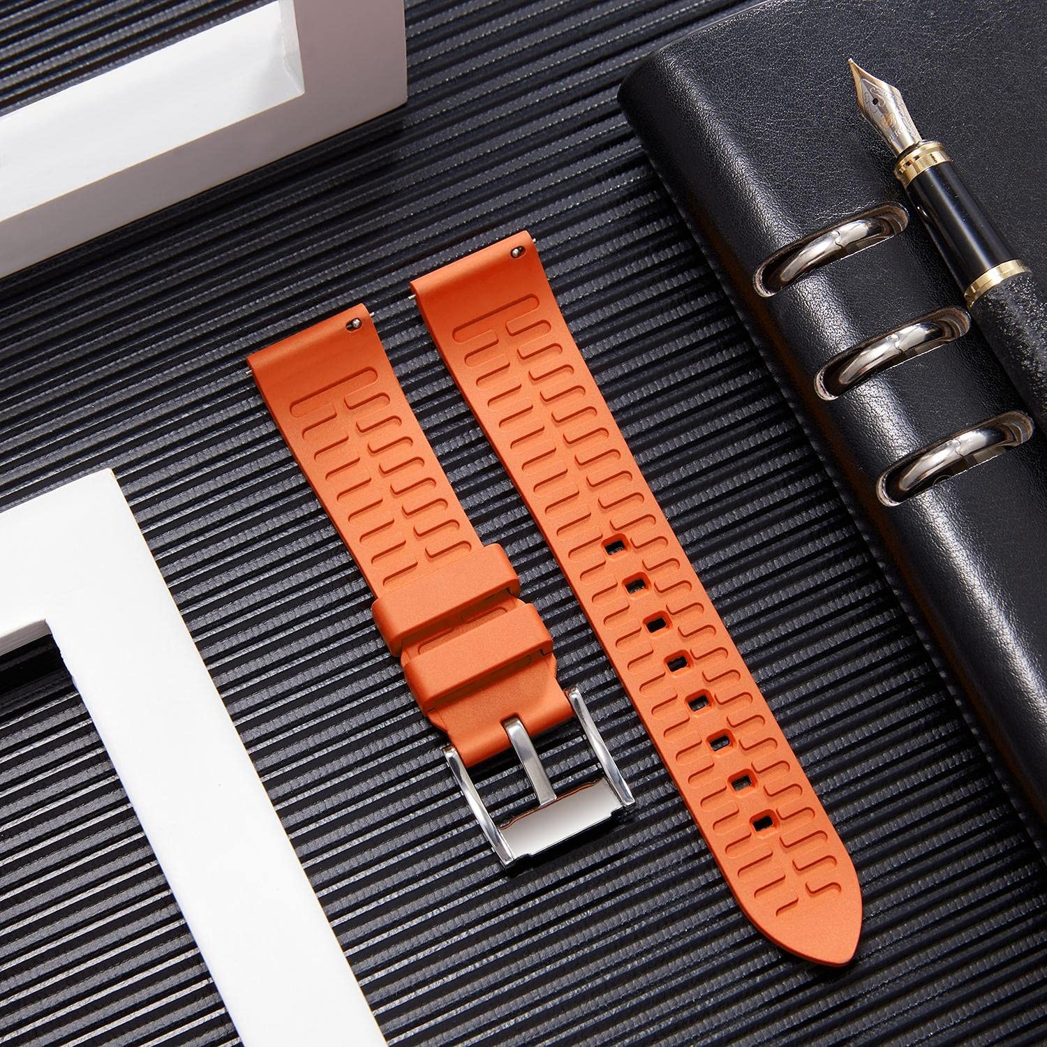 BINLUN Silicone Watch Bands Quick Release Fluororubber Watch Straps 19mm 20mm 21