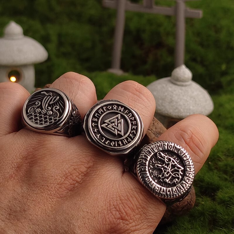NIGHT WORKS North Sea Adventure Viking Long Ship Retro Signet Ring Men’s Rock